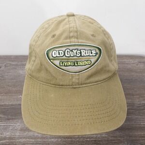 Old Guys Rule Hat Cap Strap Back One Size Green Cotton Twill Adjustable